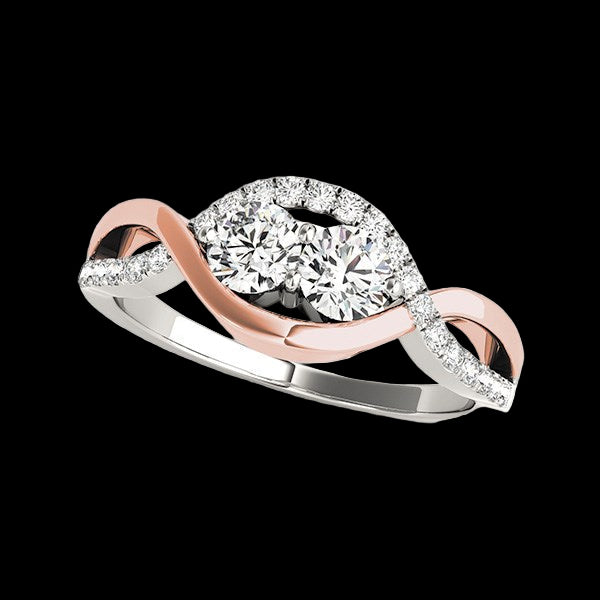 14k White And Rose Gold Infinity Style Two Stone Diamond Ring (5/8 cttw)