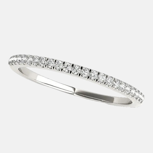 14k White Gold Classic Pave Set Diamond Wedding Band (1/8 cttw)