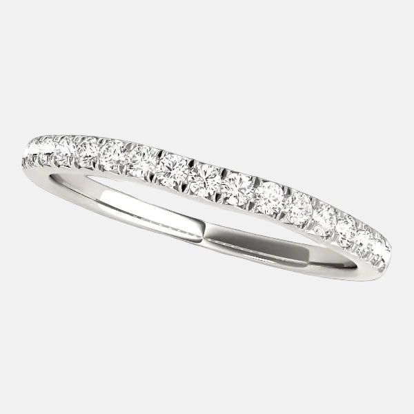 14k White Gold Curved Style Diamond Wedding Ring (1/3 cttw)