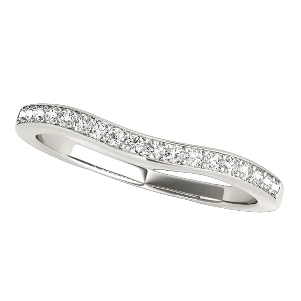 14k White Gold Curved Diamond Wedding Ring (1/4 cttw)