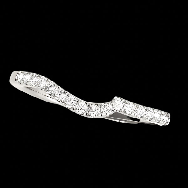 14k White Gold Curved Style Pave Diamond Wedding Ring (1/6 cttw)