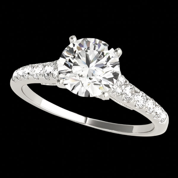 14k White Gold Diamond Engagement Ring With Single Row Band (1 3/4 cttw)