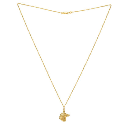 Horse Profile Medium Necklace in 14K Yellow Gold
