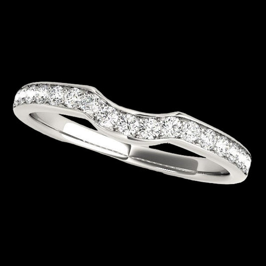 14k White Gold Curved Style Diamond Wedding Ring (1/4 cttw)