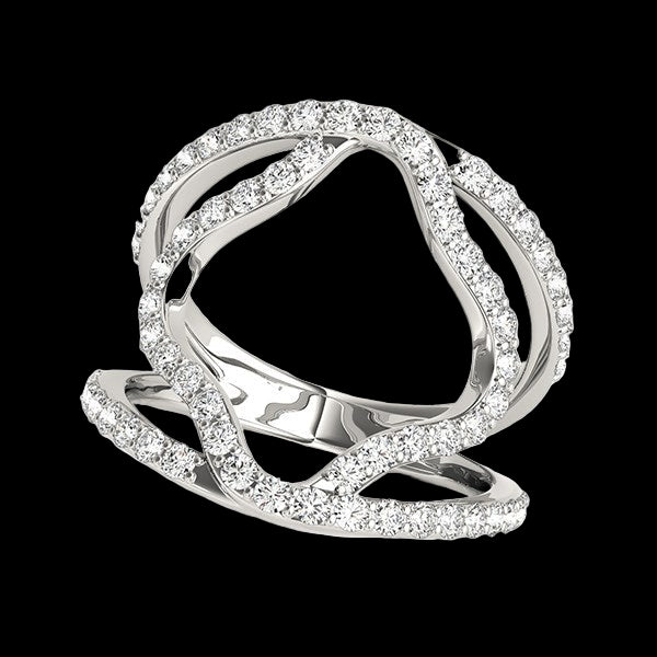 14k White Gold Diamond Flower Style Dual Band Ring (5/8 cttw)