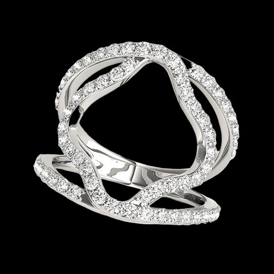 14k White Gold Diamond Flower Style Dual Band Ring (5/8 cttw)