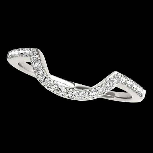 14k White Gold Curved Diamond Wedding Band (1/3 cttw)