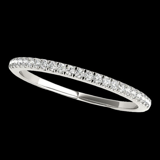 14k White Gold Classic Pave Set Diamond Wedding Band (1/8 cttw)