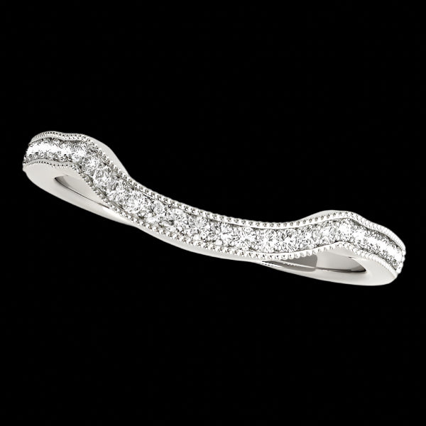 14k White Gold Curvy Style Pave Set Diamond Wedding Band (1/6 cttw)