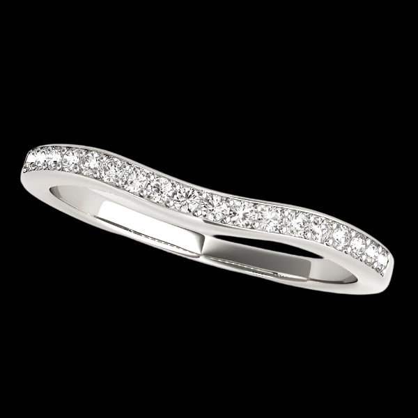 14k White Gold Curved Diamond Wedding Ring (1/4 cttw)