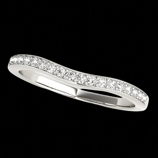 14k White Gold Curved Diamond Wedding Ring (1/4 cttw)