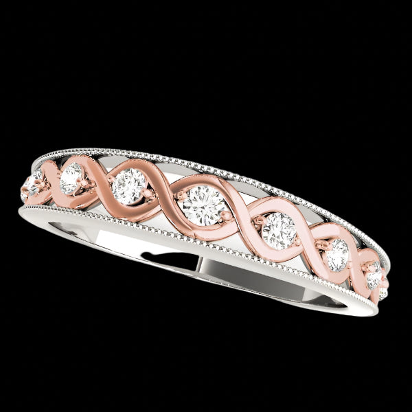 14k White And Rose Gold Infity Diamond Wedding Band (1/8 cttw)