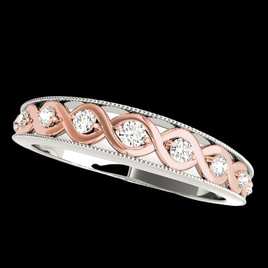 14k White And Rose Gold Infity Diamond Wedding Band (1/8 cttw)