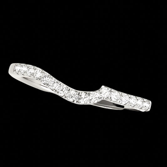 14k White Gold Curved Style Pave Diamond Wedding Ring (1/6 cttw)