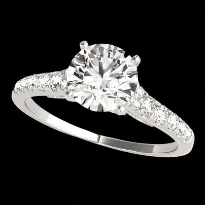 14k White Gold Diamond Engagement Ring With Single Row Band (1 3/4 cttw)