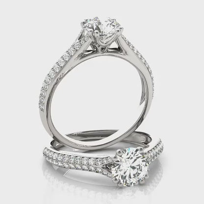 14k White Gold Double Prong Multirow Band Diamond Engagement Ring (1 1/8 cttw)