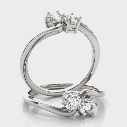 Solitaire Two Stone Diamond Ring in 14k White Gold (1/2 cttw)