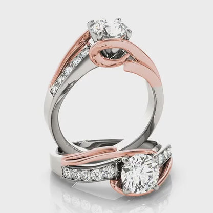 14k White And Rose Gold Bypass Diamond Engagement Ring (1 1/4 cttw)
